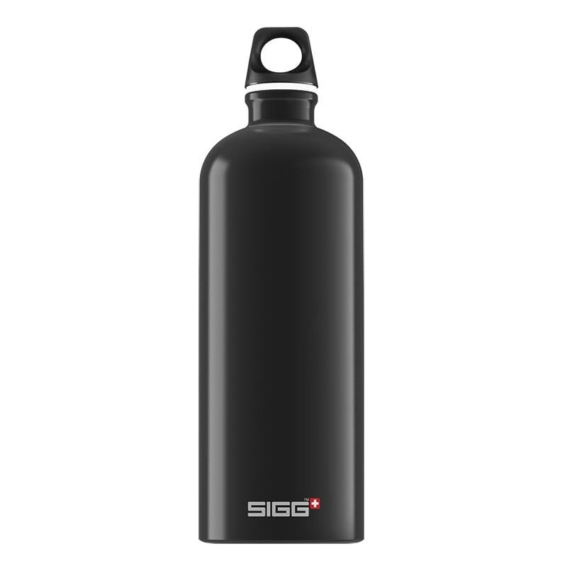 Botella De Aluminio sigg 1l negra sin bpa traveller cantimplora con tapa sustancias nocivas