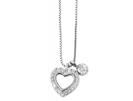 Collar Corazón en Plata de Ley 925 Henna con Circonias y Bañado en Rodio