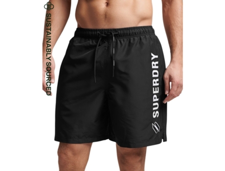 Pantalones Cortos de Baño para Hombre de Playa SUPERDRY (XL - Poliéster - Negro)