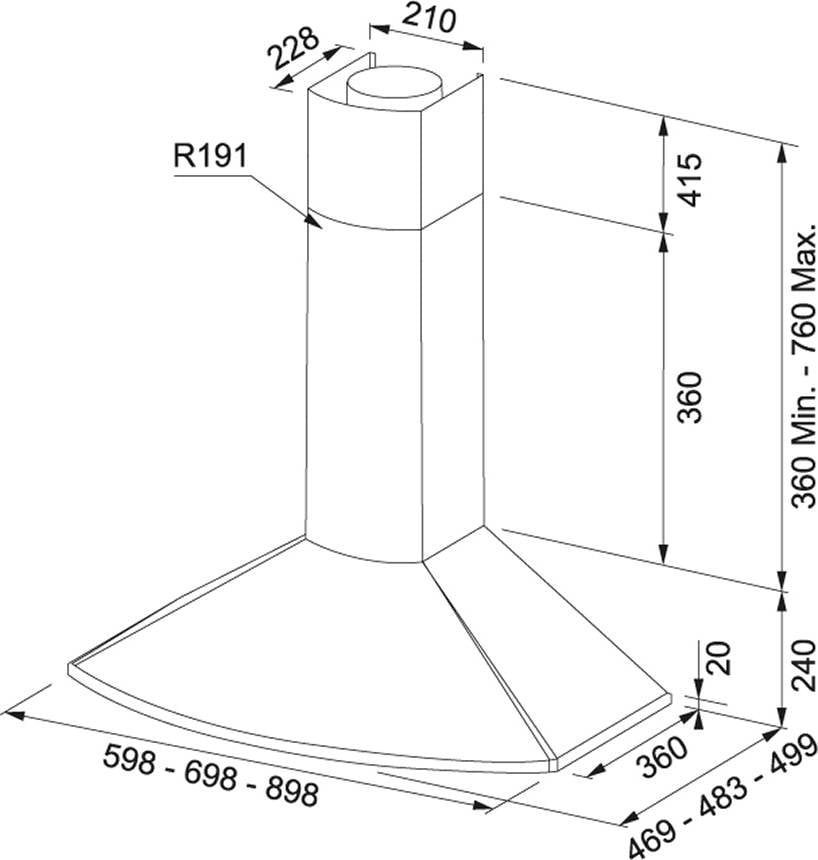 Campana MEPAMSA Tender PL 90 (620 m3/h - 90 cm - Inox)