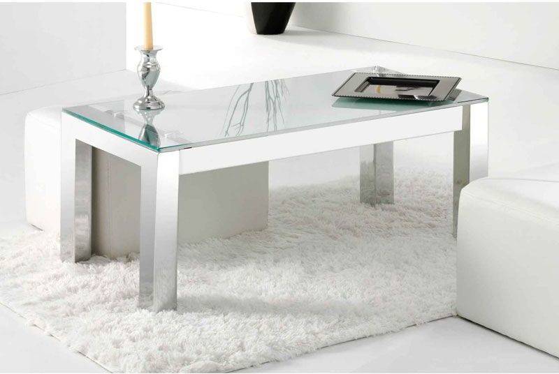 Mesa de Centro ABECEDARIO Elevable  (Blanco - Cristal - 112 x 44–57 x 50 cm)