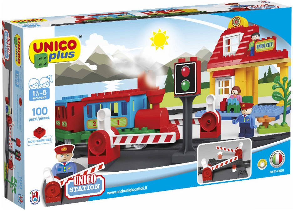 Blocs de Construcción UNICO La Grande Ferrovía Unico 100 pzs (Edad Mínima: 1 Años - 33 x 55,5 x 9,5 cm)