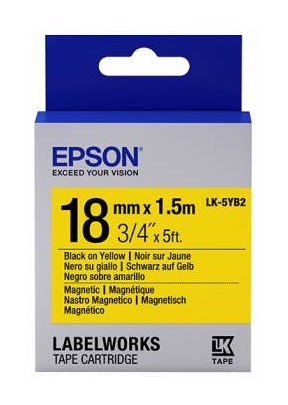 Cartucho de etiquetas EPSON magnéticas LK-5YB2 negro/amarillo 18 mm (1,5 m) -