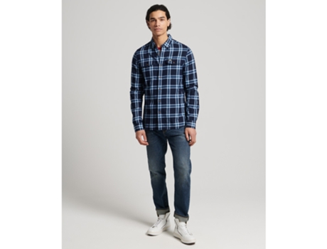 Camisa SUPERDRY Algodón Hombre (S - Azul)