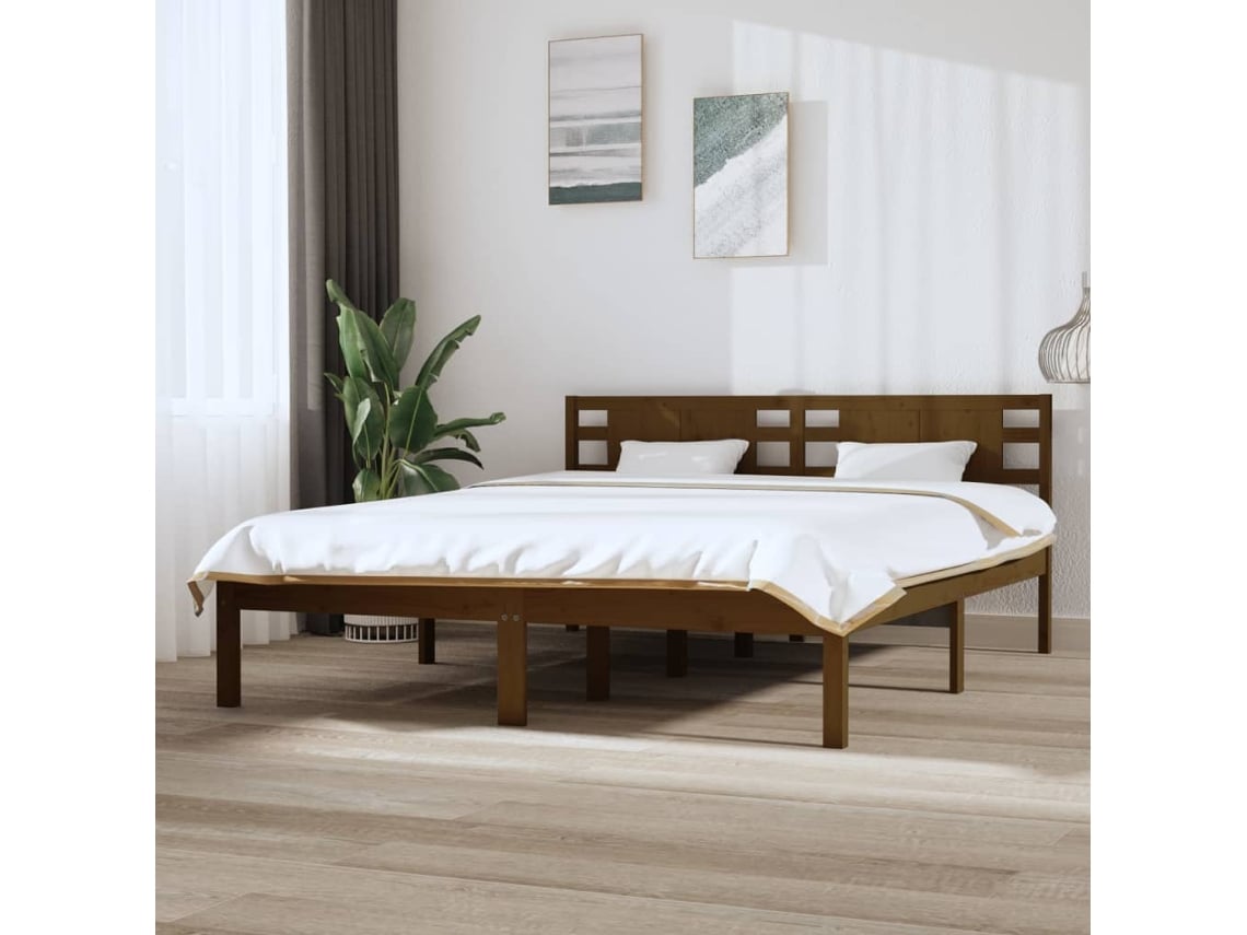 Maison Exclusive Estructura de cama madera maciza de pino marrón miel  160x200 cm