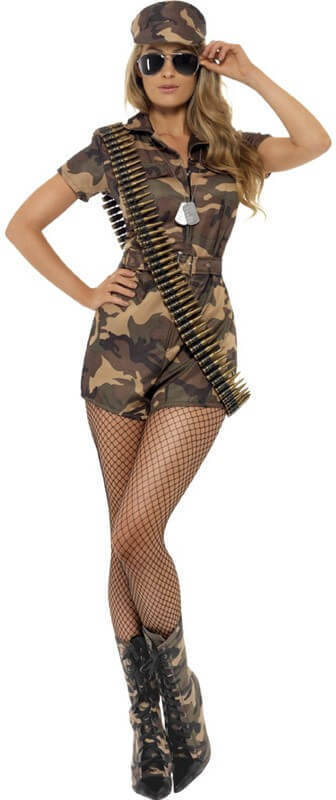 Smiffys De Mujer soldado sexy camuflaje con mono pantalones cortos cinturó color eu tamaño 3638 28864s