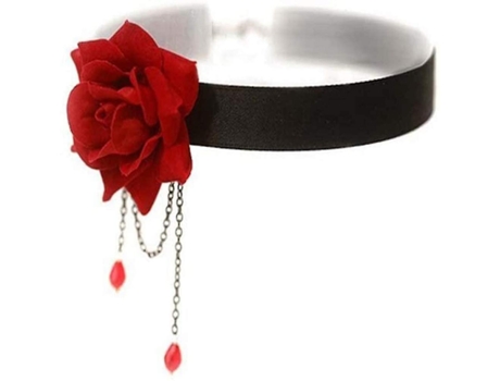 Elegante collar retro con colgante de rosas, estilo gótico, lolita, encaje negro