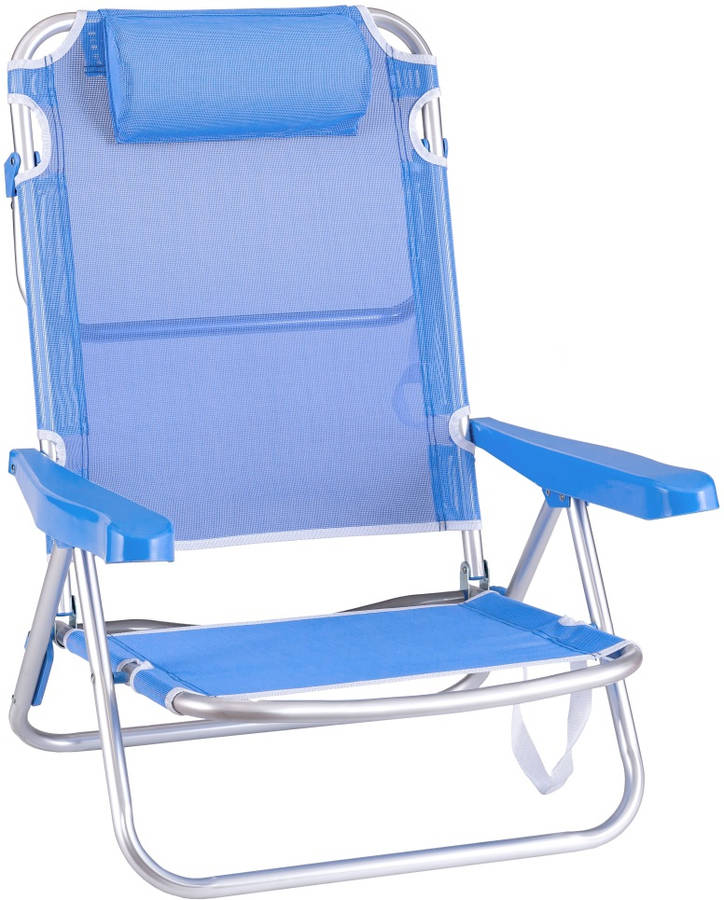 Silla de Playa LOLAHOME 4 Posiciones (Azul - 61x47x80 cm - Aluminio)