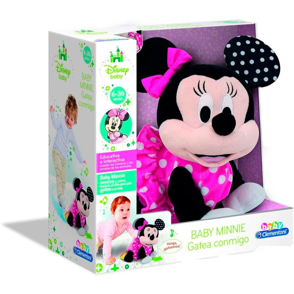 Baby Minnie Gateos clementoni gateador bebé de disney partir 6 meses juguete en español. incluye 1 x peluche 55269 conmigo interactivo melodías figura