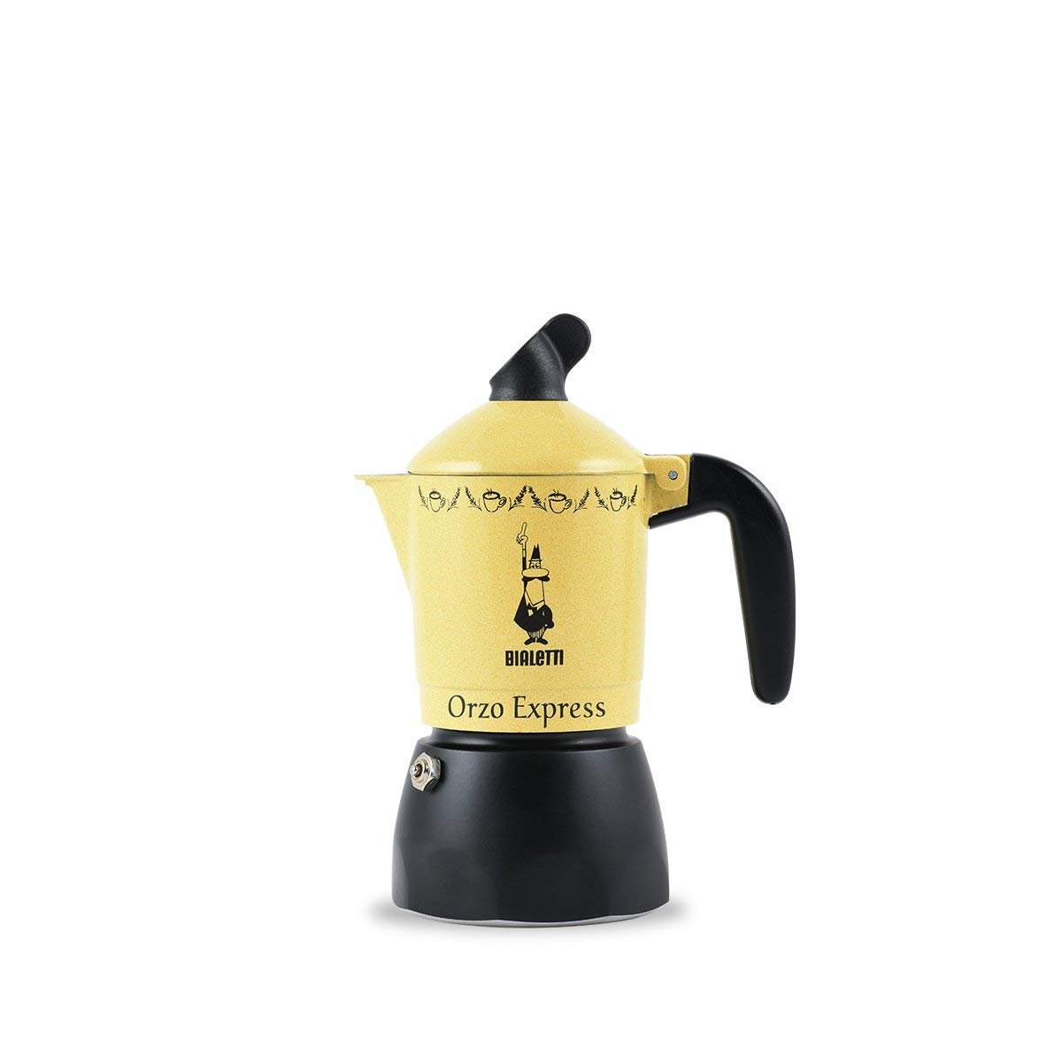 Bialetti Moka Orzo express cafetera italiana espresso 2 tazas aluminio negroamarillo amarillo