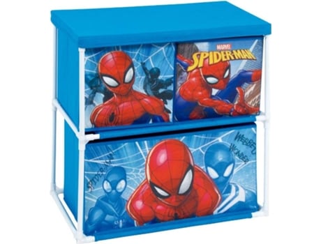 Arditex Spider3 Estante almacenamiento con 3 cajones color azul tamaño mediano infantil spiderman sm12339 53 60 30