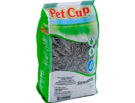 Alimentación para Loros y Periquitos PET CUP Semillas degirasol Raiado (600g)