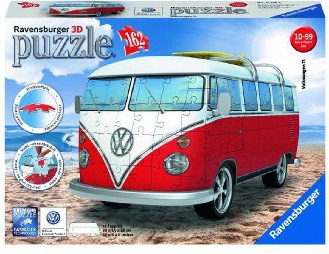 Puzzle 3D RAVENSBURGER Furgoneta Pan de Forma Volkswagen (Edad Mínima: 10 - 162 Piezas)