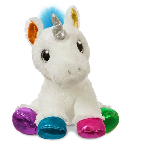 Peluche Aurora Unicornio blanco patas color 31 cm juguete sparkle tales st 31cm