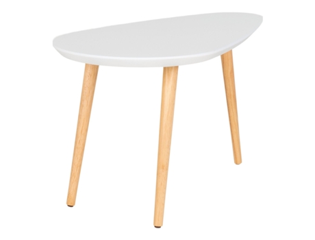 Mesa de café blanca con pies de madera 40 x 70 x 40 cm HOUSE NORDIC