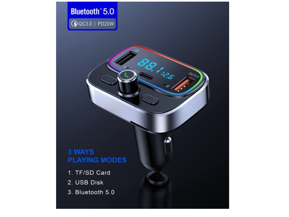 Transmisor con Bluetooth y USB Dual para coche, dispositivo con