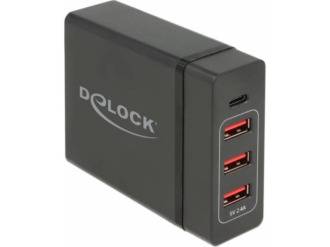 Cargador Adaptador DELOCK 63974 (3 USB - USB-C - Negro)