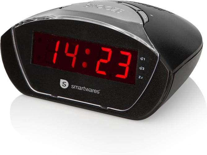 Smartwares Cl1458 Reloj despertador con doble alarma bateria reserva audiosonic negro