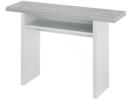 Habitdesign Mesa Consola desplegable auxiliar o cocina modelo tavolo acabado en blanco artik y gris cemento medidas 120 cm largo x 70 ancho 735 alto 0.75x1.20x0.35cm