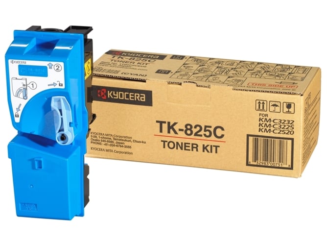 Cartucho de tóner Original KYOCERA TK 825C Cian para KM C2520, C3225, C3232