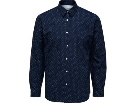 Camisa SELECTED Slim Algodón Hombre (S - Azul)