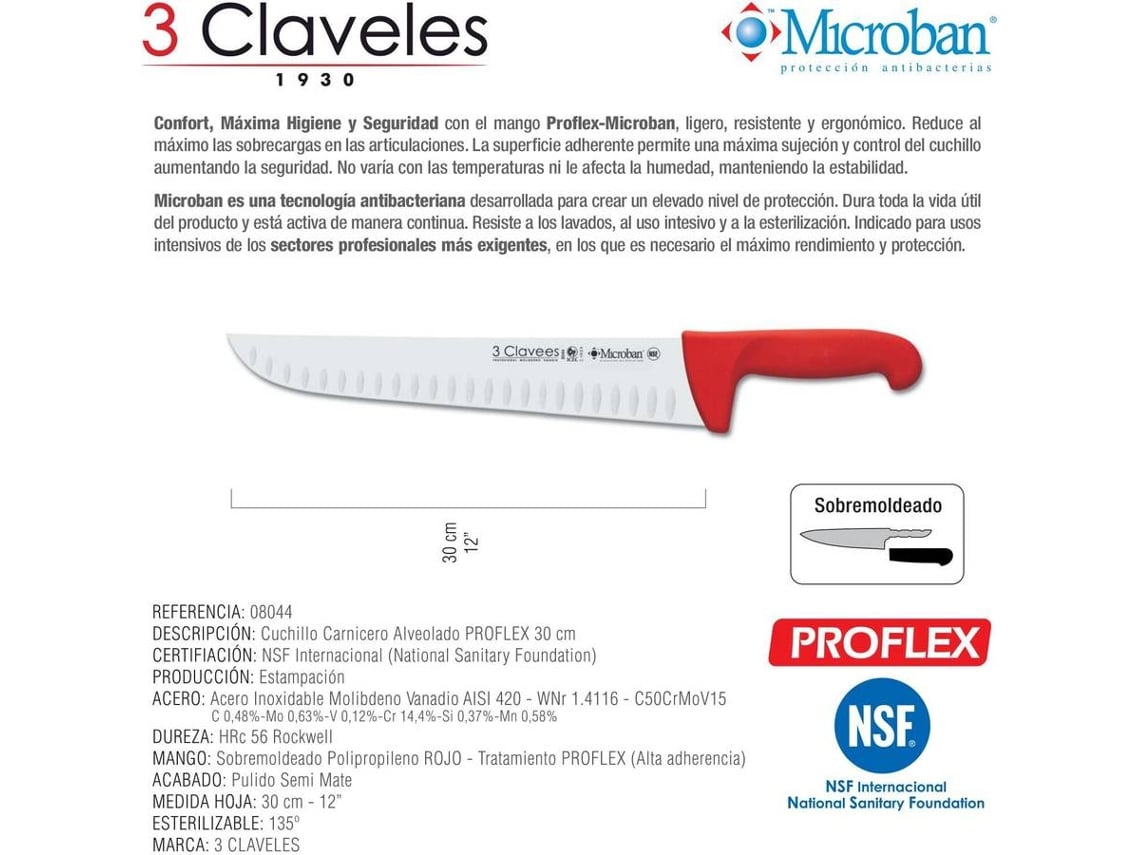 CUCHILLO CARNICERO BLANCO HOJA DE 30,4 CMS.