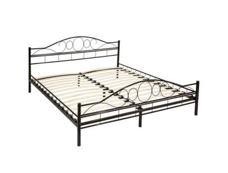 TECTAKE Cama (203 x 187 x 90 cm - Acero - Negro)