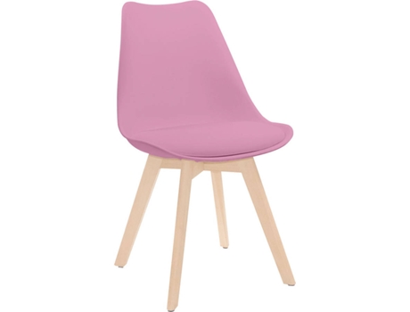 Silla De Comedor thinia home rosa polipropileno espuma pu madera haya 48x55x83 cm 83x535x485cm