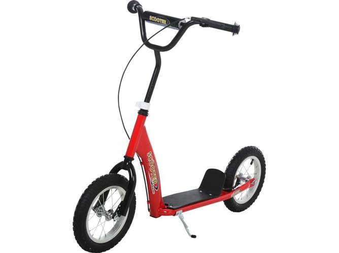 Homcom Patinete Para niños mayores de 5 años scooter 2 inflables caucho con frenos manillar ajustable plataforma antideslizante 117x52x8085 371016rd 117 52 85