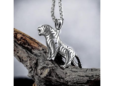 Collares Personalidad Domineering Gold Silver Men's Cabklace Tiger Titanium Acero Colgante de plata