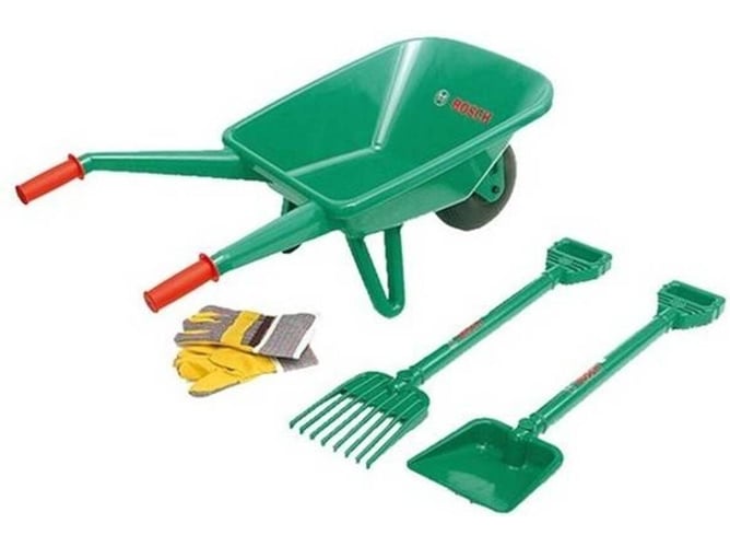 Theo Klein2752 Set de jardinería con carretilla bosch pala rastrillo y guantes trabajo medidas 70.5 cm x 34 33 juguete niños partir 3 años multicolor 2752