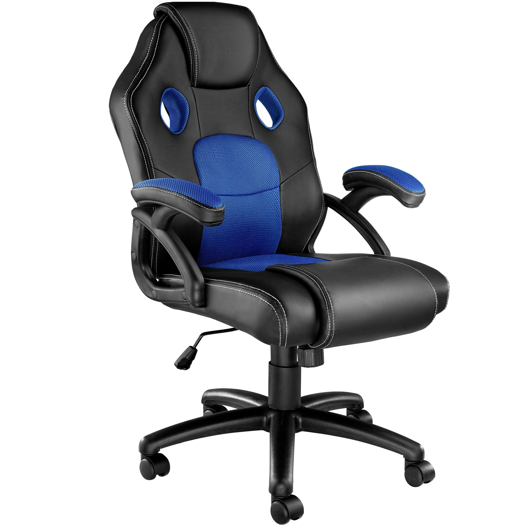 Silla De Oficina Mike Racing TECTAKE (Negro/Azul - Cuero Sintético - 68 X 69 X 114,5 cm)