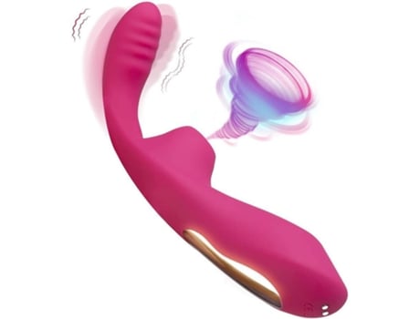 Vibrador de masaje de succión de silicona 2 en 1 para mujer (rojo rosa) VEANXIN