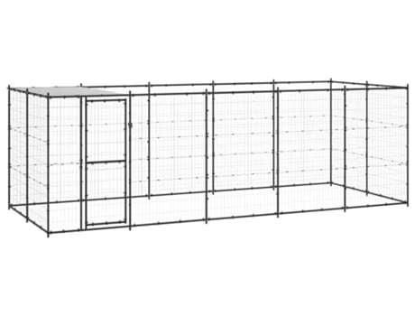 vidaXL Perrera de exterior de acero con techo 12,1 m²