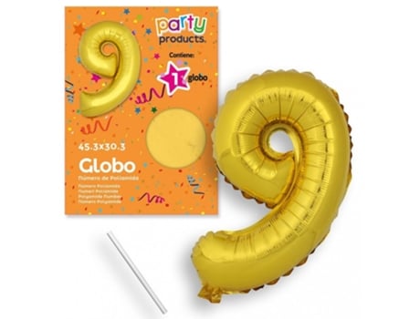 Globo Poliamida 45 Cm Nº 9 Oro GENÉRICO