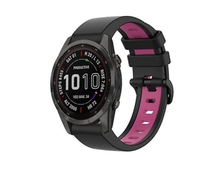 Correa para Garmin Fenix 7S Solar Sapphire 22mm Correa de reloj deportivo de silicona bicolor negro-rosa VENISYMLIS