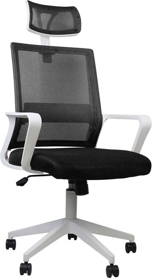 Silla de Oficina THINIA HOME Ruedas Negro (Brazos Fijos - Plástico, Tela, Espuma)