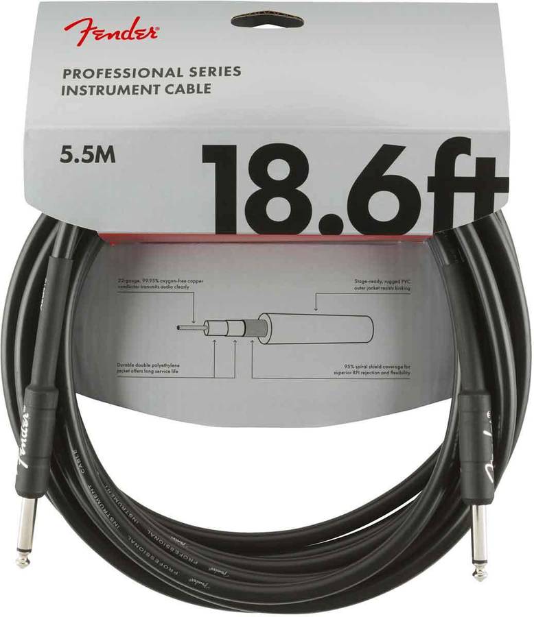 Cable para Instrumentos FENDER Professional Series Jack/Jack Black (5,5 m)