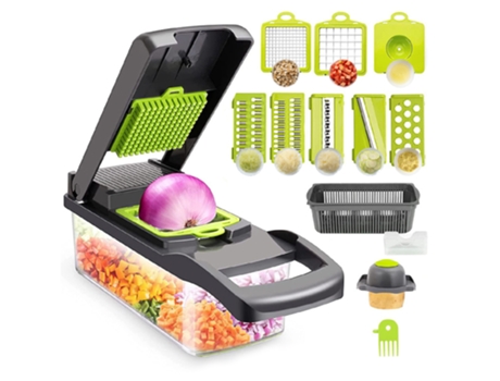 Cortador de Verduras, Rallador y Mandolina con Recetas y Accesorios 7 en 1  Choppie Expert InnovaGoods