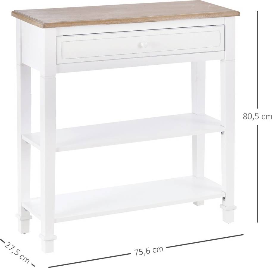 Consola HOMCOM Blanco (Madera - 75,6x27,5x80,5 cm)