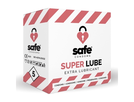 SAFE Condones con lubricante adicional Superlube 5 piezas SAFE