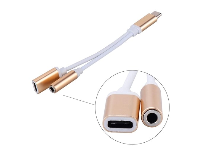 Cable MULTISHOP Adaptador USB-C para Jack 3.5mm y USB-C 2 en 1