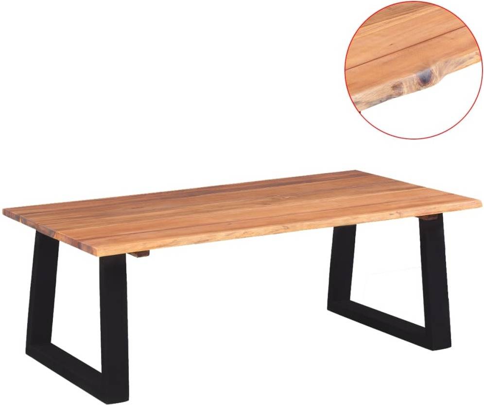 Mesa de Centro ART PLANET Madera de Acacia Maciza Marrón y Negro (110x60x40cm)