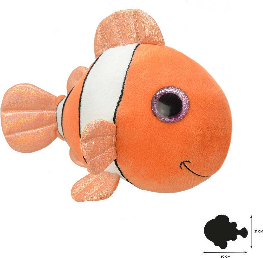 Peluche WILD PLANET Pez Payaso (30 x 22 x 21 cm - Poliéster)