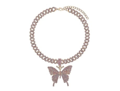 Collar de gargantilla de mariposa de cristal de lujo rosa para mujeres joyas de hiphop multicolores multicolor grues