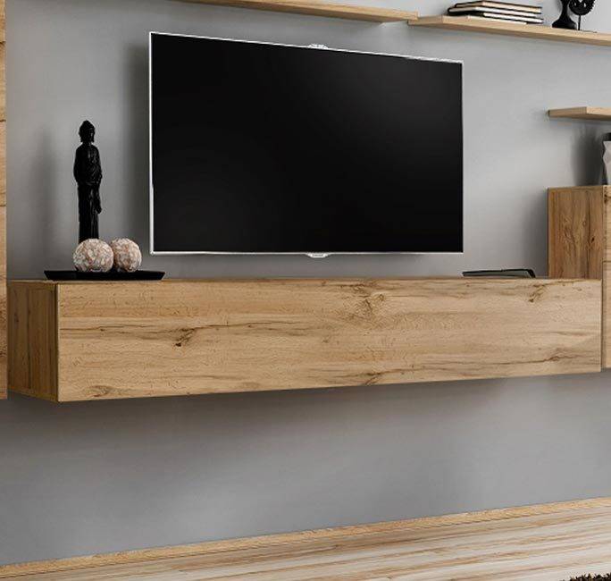 Mueble Tv Bonitos berit 180x40x30 cm roble melamina modelo 180x30