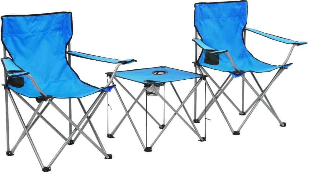 Conjunto Mesa y Sillas de Camping VIDAXL Azul (3 piezas)