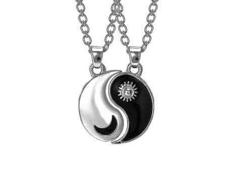 Collar colgante yin yang tai chi collar de punta de costura de sol collar coincidente