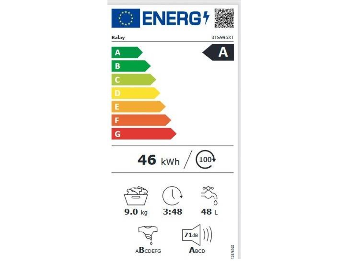 Comprar lavadora Balay 9kg inox 1400rpm 3TS995XT