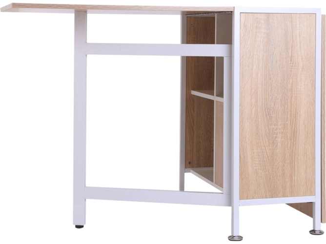 Homcom Mesa De comedor plegable almacenaje con 4 compartimentos para auxiliar escritorio madera ahorra espacio 3 833409